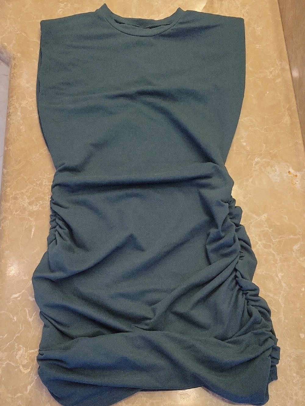 SHEIN Teal Green Ruched Mini Dress, M